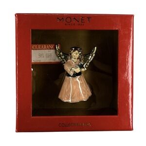 Monet Holiday Angel Collectible Enamel Keepsake Trinket Box Magnetic Closure 11'